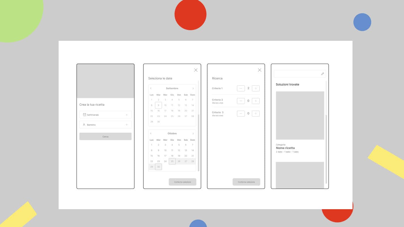 Prenotazione online di pasti con app mobile e calendario.