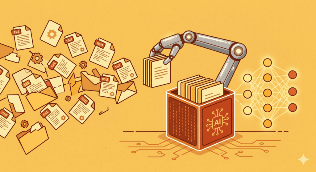 Automazione con robot e documenti digitali per efficienza aziendale.