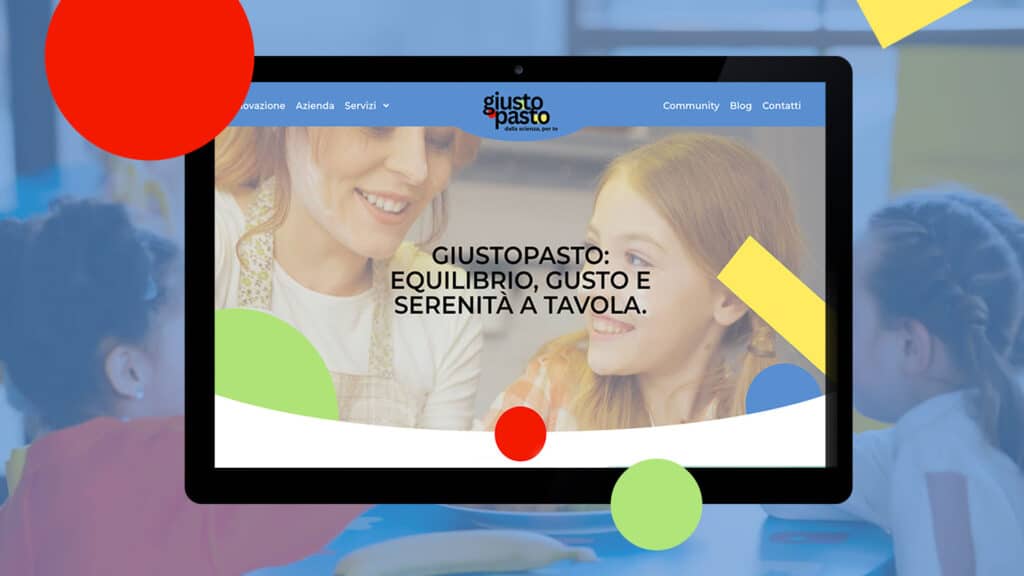 Schermata del sito Giusto Pasto con messaggio di equilibrio e serenità a tavola.