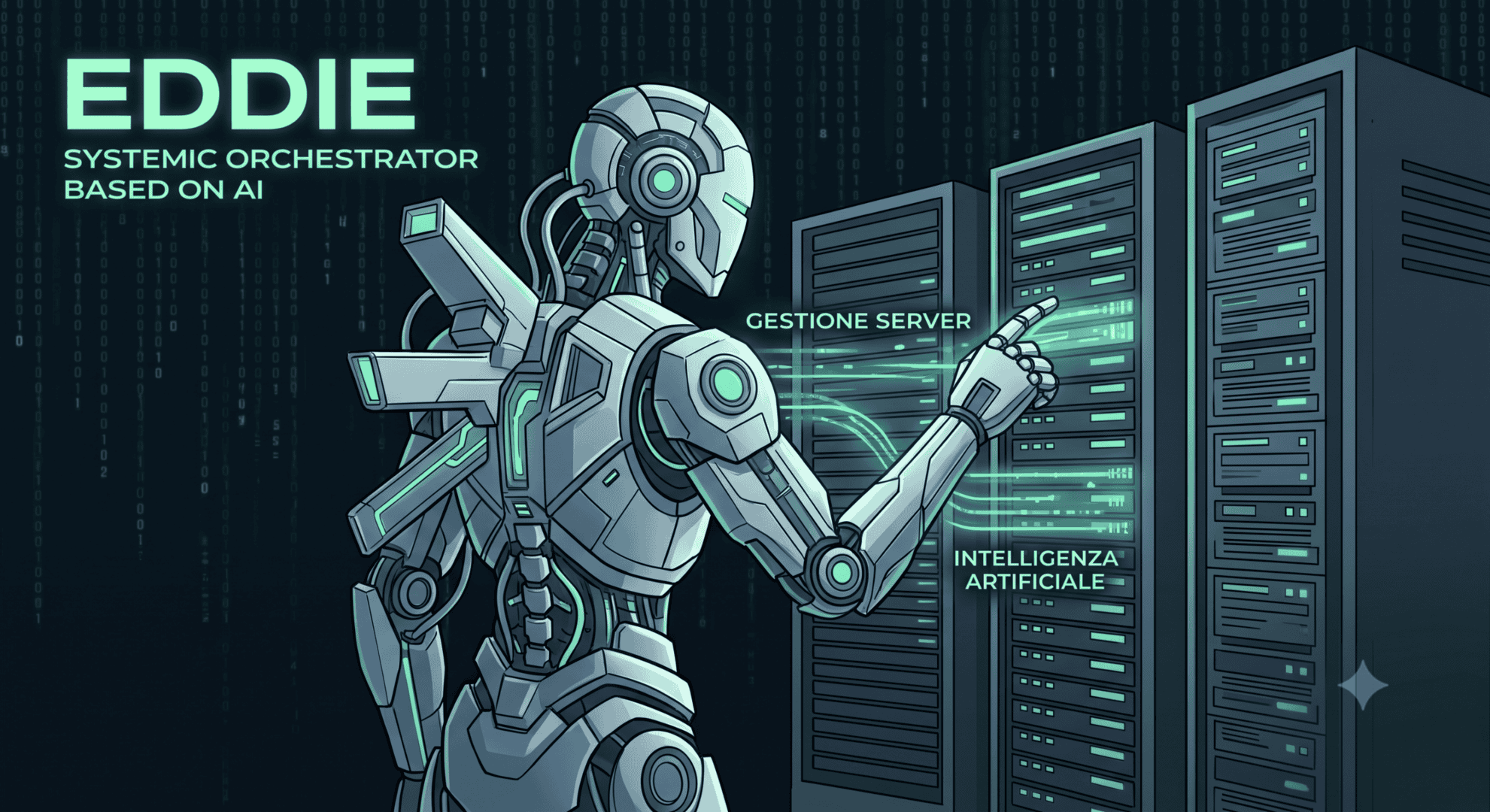 Robot AI gestisce server e sistemi con intelligenza artificiale.
