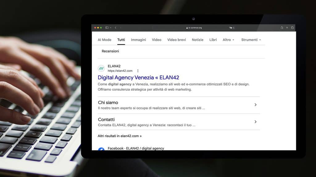 Schermata di un sito web di ELAN42, agenzia digitale a Venezia.