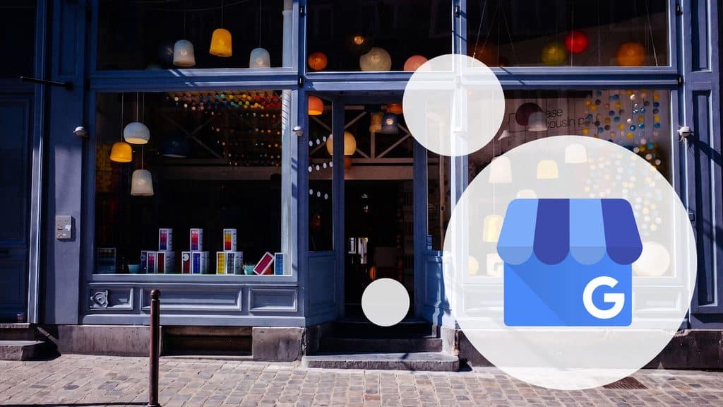 Negozio con icona Google My Business in vetrina.
