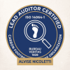 Certificazione LEAD AUDITOR ISO 14064-1 con logo di Bureau Veritas.